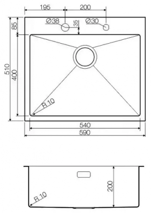 Omoikiri Akisame 59-GM мойка 590x510 вороненая сталь