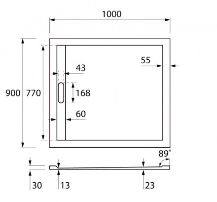CEZARES TRAY-AS-AH-100/90-30-W поддон из искусственного мрамора