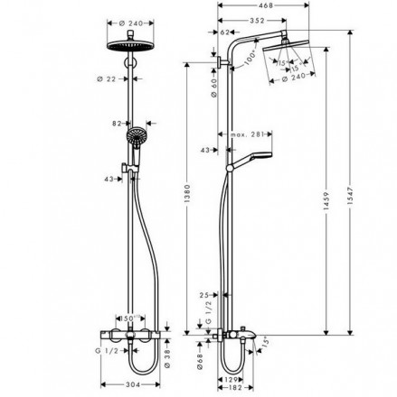 Hansgrohe 27298000 Crometta E 240 1jet Showerpipe Душевая стойка