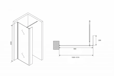 ABBER Immer Offen AG66100B душевая перегородка