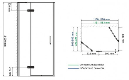 WasserKRAFT Aller 10H07LBLACK MATT Душевой угол 120x90