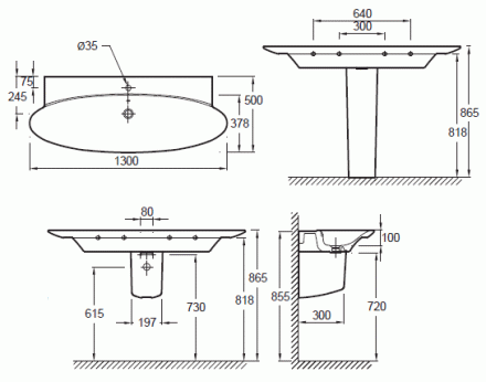 Jacob Delafon Presqu’ile E4435-00 Раковина 1300x500 мм