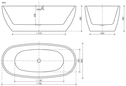 Sancos Flo FB02 ванна акриловая 170x80x58