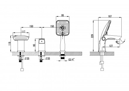 Lemark Unit LM4545Cсмеситель на борт ванны