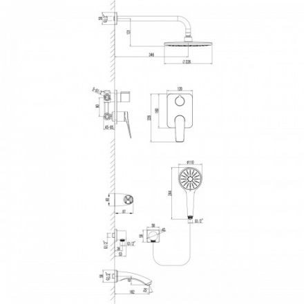 Lemark Bronx LM3722BL Смеситель для ванны и душа встраиваемый
