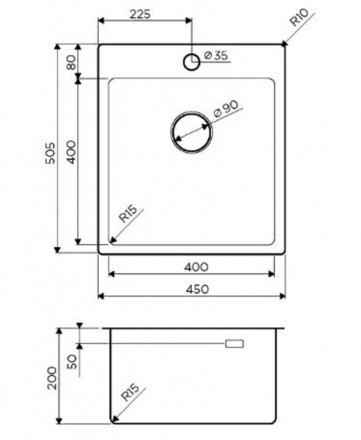 Omoikiri Amadare 45-IN мойка 450x505 нержавеющая сталь