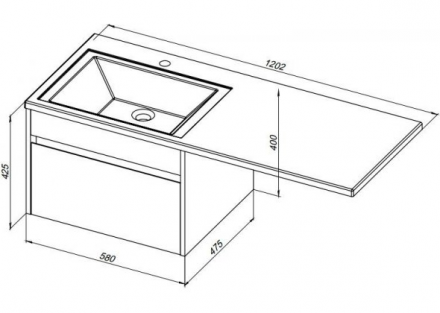 Aquanet Токио 120 R белый тумба с раковиной (подвесная, 1 ящик)