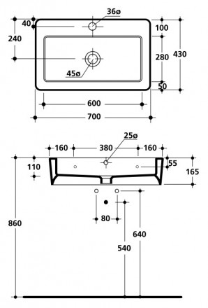 Kerasan Ego 3250 Раковина 70x43