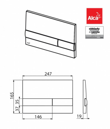 AlcaPlast M1712-8 Клавиша смыва (хром матовый/клавиши черные)