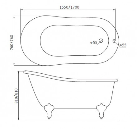 Belbagno BB06-1700 Акриловая ванна 170x76