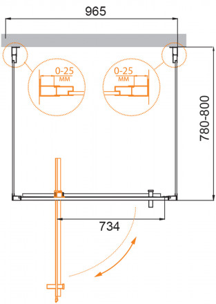 CEZARES SLIDER-B-1-100/110-BR-NERO душевая дверь в нишу