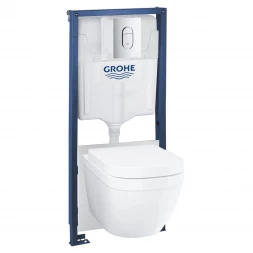 Grohe Rapid SL 36501000 Комплект 5в1 подвесной унитаз, инсталляция, сиденье с микролифтом, панель смыва Arena Cosmopolitan, шумоизоляция