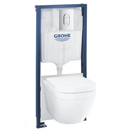 Grohe Rapid SL 36501000 Комплект 5в1 подвесной унитаз, инсталляция, сиденье с микролифтом, панель смыва Arena Cosmopolitan, шумоизоляция