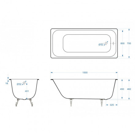 Delice Aurora DLR 230604-AS Ванна чугунная 160х75 с противоскользящим покрытием
