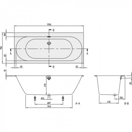 Villeroy&amp;Boch Oberon 2.0 170x75 UBQ170OBR2DV-01 Ванна