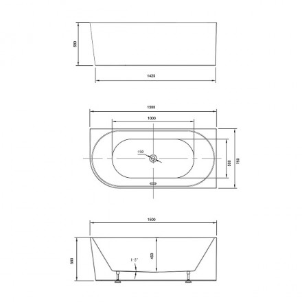 Vincea VBT-402-1500R ванна акриловая 150х75