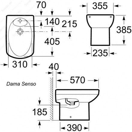 Roca Dama Senso 357514000 Биде напольное