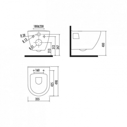 Creavit Terra TP325-11CB00E-0000 унитаз подвесной (чаша)