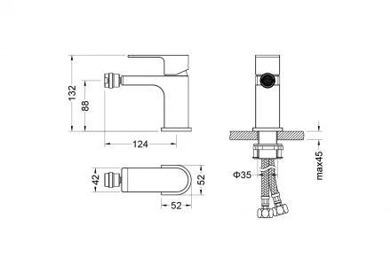 AQUATEK ЛИРА AQ1418CR смеситель для биде