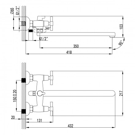 Lemark Neo LM2212C смеситель для ванны и душа