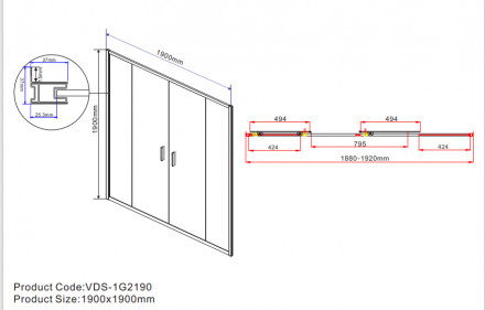 Vincea Garda VDS-1G2190CH душевая дверь
