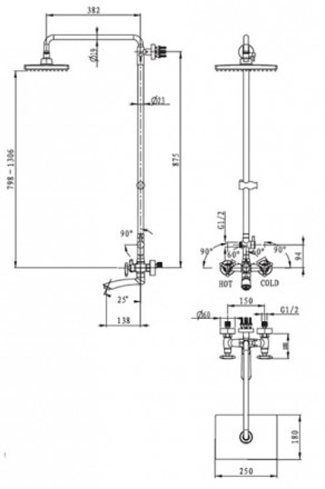 KAISER Trio 57288Br Душевая стойка