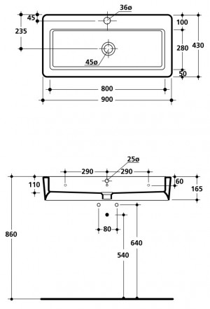 Kerasan Ego 3251 Раковина 90x43