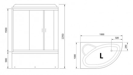 RB 150ALP-T душевая кабина 150x100x225 правая