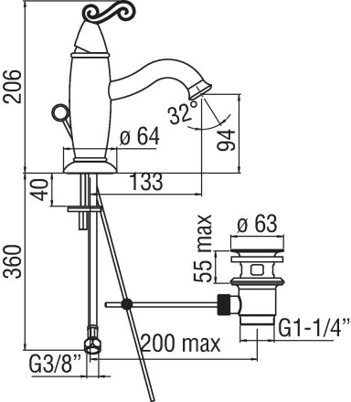 Nobili Dubai DB00118-1GD смеситель для раковины