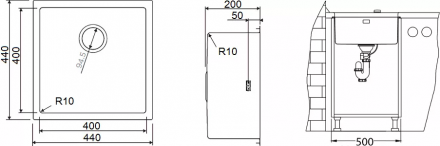 Omoikiri Taki 44-U/IF-LG мойка 440x40 светлое золото