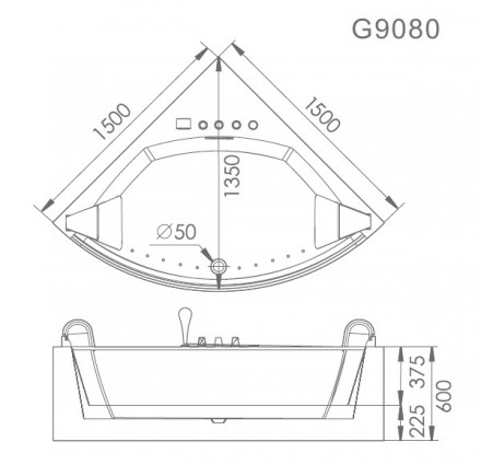 Gemy G9080 Акриловая ванна 150x150