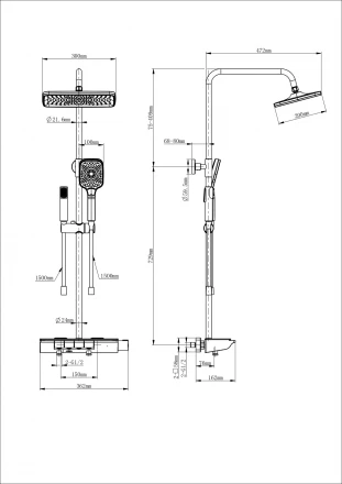 Wonzon &amp; Woghand Muse WW-B4174-MW Душевая система с термостатом  белый матовый