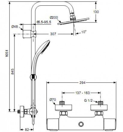 Ideal Standard Idealrain Duo A5686AA Душевая система