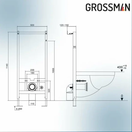 Grossman 901.5502.01.000 Комплект унитаз импульсный подвесной с инсталляцией