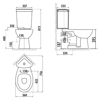 Creavit Corner SD310-11CB00E-0000 унитаз напольный (чаша)