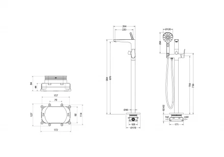 AQUATEK БЕТТА AQ1145CR смеситель для ванны напольный