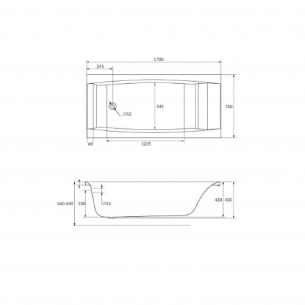 Cersanit Virgo 170 WP-VIRGO*170 ванна акриловая 170x75