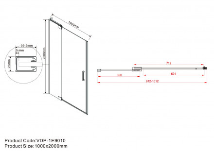 Vincea Extra VDP-1E9010CLB душевая дверь