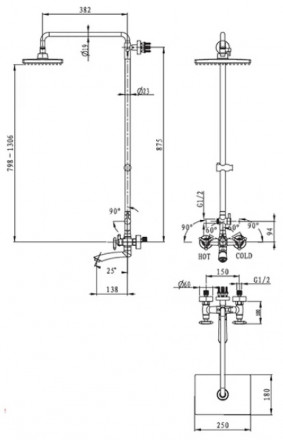 KAISER Trio 57188Br Душевая стойка
