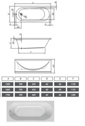 Kolpa san Tamia Quat 170x70 Basis акриловая ванна