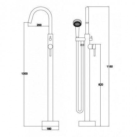 KAISER Merkur 26182 Смеситель для ванны напольный