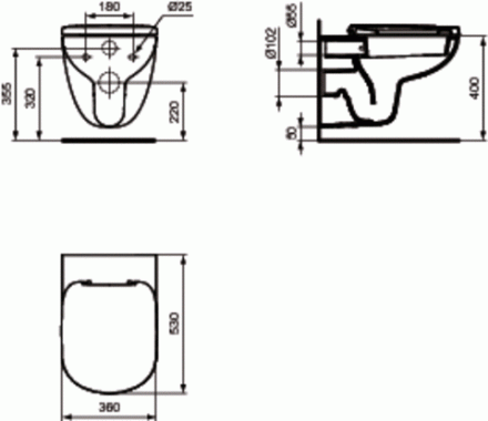 Ideal Standard Tempo T328801 Подвесной унитаз укороченный (чаша)