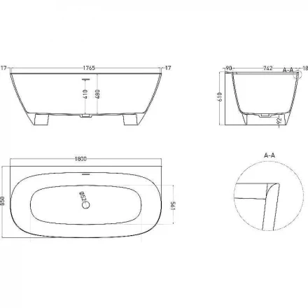Salini Sofia 102513G Ванна пристенная белый 180x85
