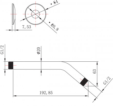 Lemark LM8031C Держатель для верхнего душа