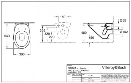 Унитаз подвесной Villeroy Boch Omnia Classic 76821001 с крышкой (микролифт)