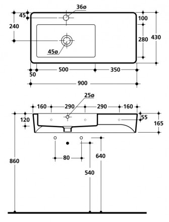 Kerasan Ego 3244 Раковина 90x43