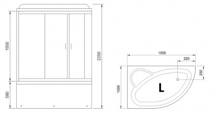RB 150ALP-T-CH душевая кабина 150x100x225 правая