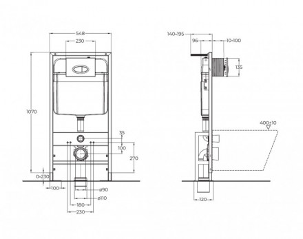 Belbagno BB025 усиленная инсталляция для подвесного унитаза