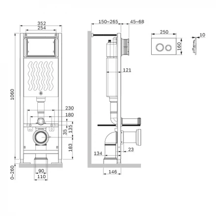 AM.PM I012711.0101 ErgoFit инсталляция для подвес унитаза с клавишей ErgoFit L пластик, белый глянце