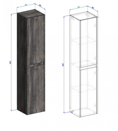 Belbagno KRAFT-1600-2A-SC-RT-L шкаф колона